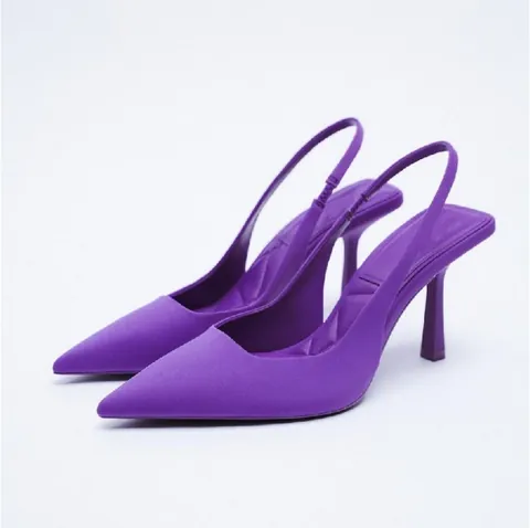 Women Pointed Toe Stiletto High Heels Elegant Slingback Pumps Microfiber Dress Shoes For Party Wedding Ladies Footwear
