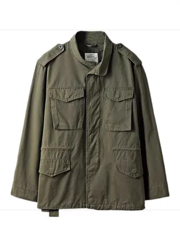 Men's Vintage Heavyweight Utility Jacket Cotton Canvas Multi-Pocket M65 Style Loose Casual Long Sleeve Top