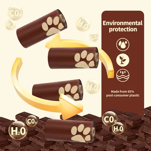 Eco-Friendly Scented Dog Poop Bags Recycled HDPE Leakproof Waste Bags With Paw Print Pattern For Outdoor Pet Cleanup