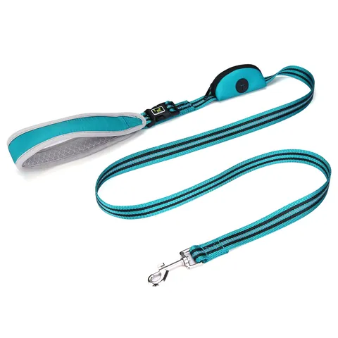 Reflective Nylon Dog Leash Multi-Functional Pet Lead With Integrated Poop Bag Holder Padded Handle Adjustable Leash For Dogs