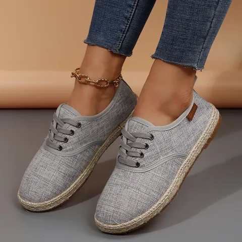 Dames Casual Canvas Espadrilles Platte Instapschoenen Jute Omwikkelde Zolen Lichtgewicht Loafers Voor Dagelijks Gebruik