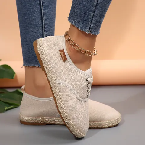 Dames Casual Canvas Espadrilles Platte Instapschoenen Jute Omwikkelde Zolen Lichtgewicht Loafers Voor Dagelijks Gebruik