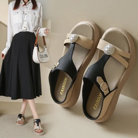 Damen Mode Strass Slides Plateau Hausschuhe Mikrofaser Farbblock Weiche Sohle Sandalen Sommer Outdoor Schuhwerk