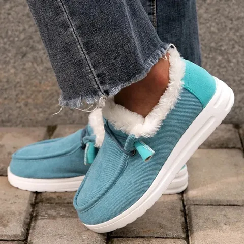 Bottes de Neige à Plateforme d'Hiver pour Femmes Doublées de Fourrure Synthétique Chaussures en Coton Chaudes Décontractées