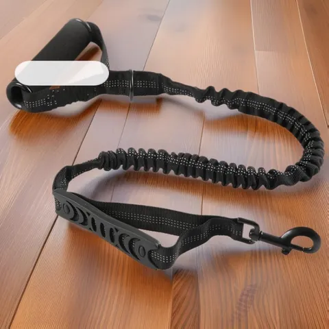 Nylon Shock Absorbing Dog Leash With Dual Handles Reflective High Elastic Buffer Pet Leash For Large Dogs Safe Outdoor Walking