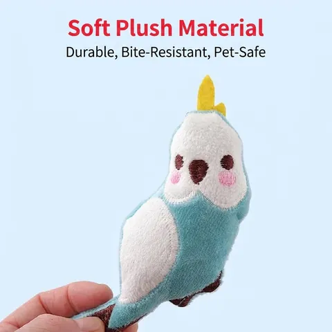 Cartoon Bird Shaped Cat Plush Toy With Catnip Crinkle Paper Teeth Cleaning Claw Grinding Interactive Parrot Toy For Indoor Pet