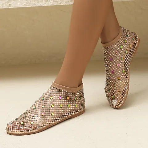 Stivali Sandalo Bassi in Rete Sexy da Donna Sandali a Rete Estivi Slip-On Con Fascia Elastica Scarpe alla Moda Grandi Dimensioni