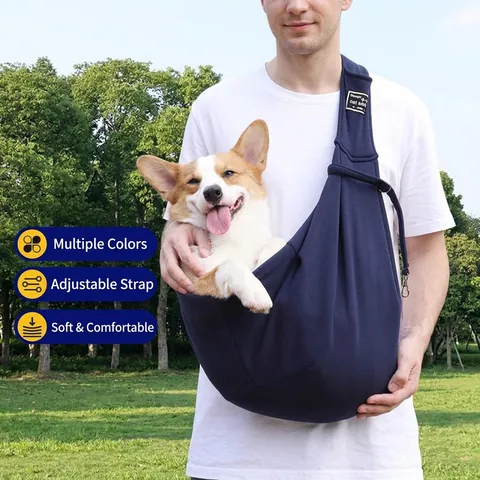 Adjustable Pet Sling Carrier Breathable Shoulder Bag For Small Dogs Cats Travel Outdoor Portable Foldable Polyester Sling Bag