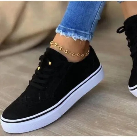 Γυναικεία Casual Παπούτσια Brogue από Καμβά Με Σκάλισμα Wingtip Κορδόνια Λευκή Σόλα Sneakers Πλατφόρμα Αναπνεύσιμα Παπούτσια