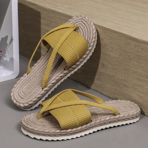 2024 Neue Damen Sommer Flip-Flops Lässige Wildleder Leichte Verschleißfeste Strand Sandalen Urlaub Rutschfeste Gummisohle Hausschuhe