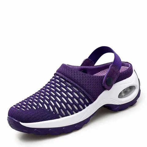 Baskets Respirantes en Maille pour Femmes Coussin d'Air Ajouré Chaussures de Sport Décontractées Semelle Souple Légères À Enfiler Marche