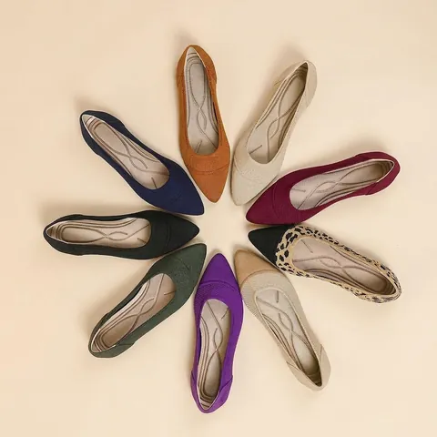 Scarpe Basse in Maglia a Punta da Donna Traspiranti con Scollatura Bassa Slip-on Scarpe da Passeggio Casual Comode Morbide Scarpe per la Mamma