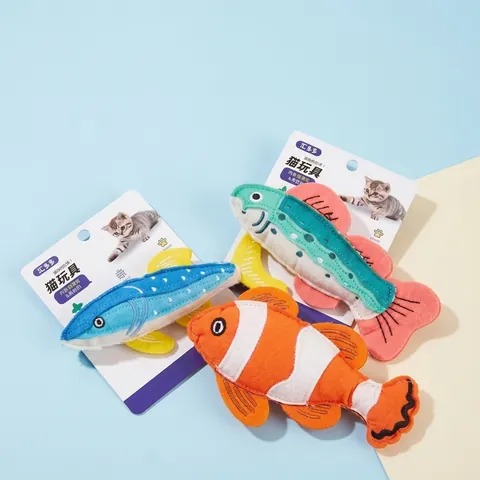 Simulation Fish Catnip Toy For Cats Teeth Grinding Plush Doll Interactive Felt Fabric Cat Toy With Catnip And Crinkle Paper