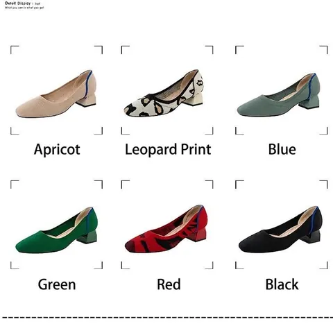 Classiche Pumps con Tacco Largo e Punta Quadrata da Donna Scarpe Singole in Flyknit Traspiranti Casual Eleganti