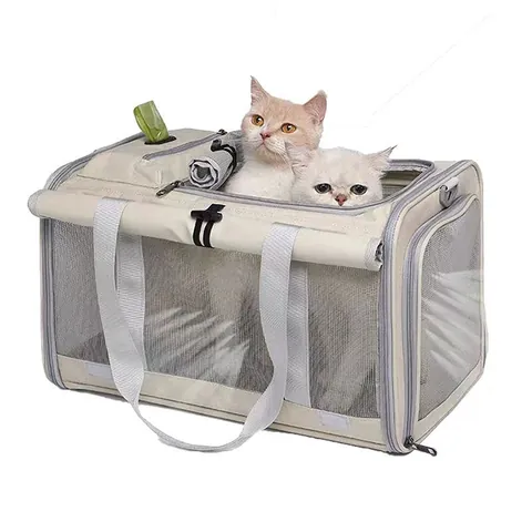 Sac de Transport Pliable pour Animaux Maille Respirante Chat Chien Sac à Main de Voyage Grande Capacité Sac à Bandoulière pour Petits Animaux