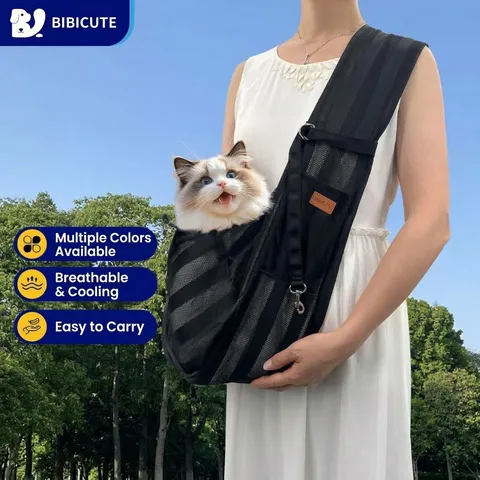 Transportín de Bandolera Portátil para Mascotas Malla Transpirable Bolso Cruzado para Gatos y Perros Ligero Bolso de Viaje para Exterior