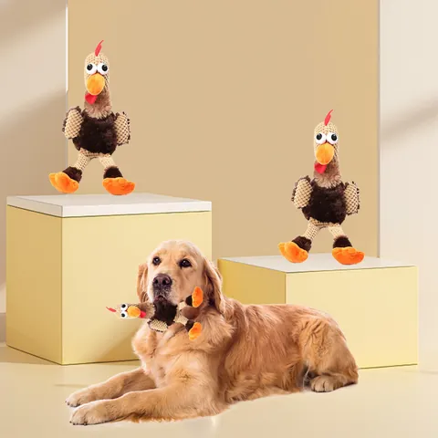 Funny Squeaky Plush Dog Toy Turkey Chicken Shape Durable Chew Toy For Medium Large Dogs Teeth Cleaning Grinding Pet Toy