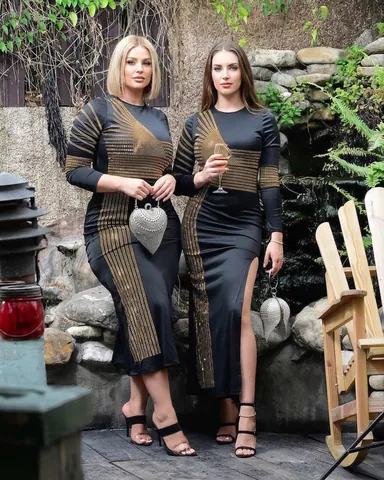 Women Sexy Rhinestone Maxi Dress European American Style Nightclub Party Bodycon Elegant Acetate Long Sleeve Slit Evening Gown
