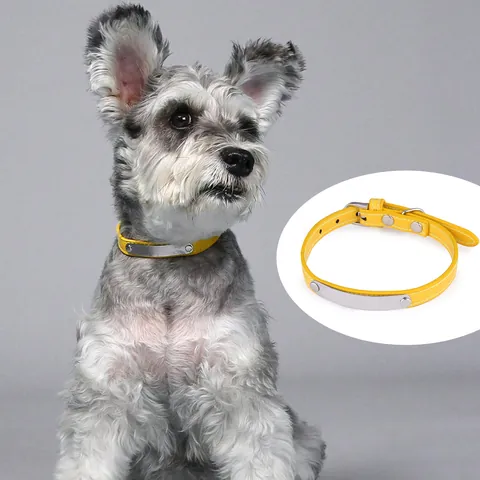 Reflective Pet Collar with Bell Bone Shape Pattern Adjustable PU Leather Neck Strap for Small Dogs and Cats Safety Walking
