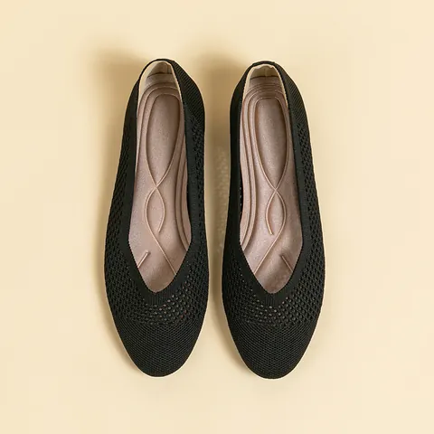 Scarpe Basse in Maglia Traforata Traspirante da Donna Casual a Punta Tonda con Suola Morbida Mocassini Slip On Eleganti Scarpe da Camminata