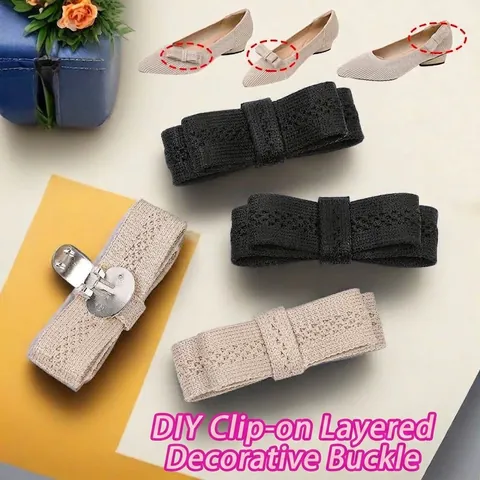 Fashion Knitted Bow Shoe Clips Detachable DIY Decorative Shoe Charms For Women High Heels Sandals Loafers Accessories