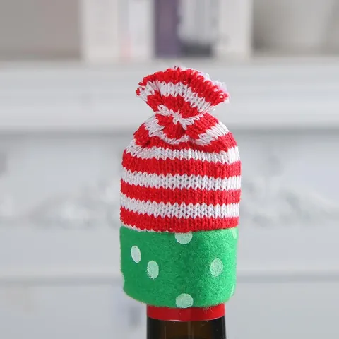 Christmas Snowman Wine Bottle Cover Set Red Green Fabric Mini Sweater And Hat Holiday Table Decoration For Xmas Party Ornament