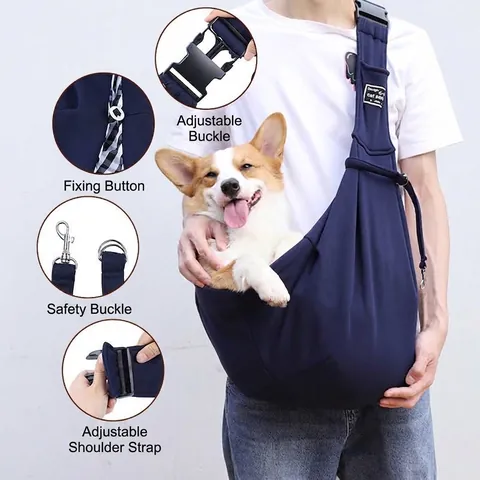 Adjustable Pet Sling Carrier For Dogs And Cats Portable Outdoor Travel Shoulder Bag With Safety Buckle Small Animal Polyester Tote Bag