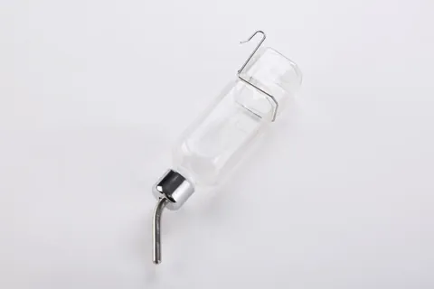 Bouteille d'Eau Suspendue en Plastique et Acier Inoxydable pour Animaux Abreuvoir Automatique à Bille pour Hamsters Lapins Chinchillas Transparent