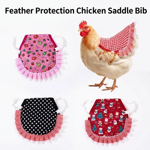 Polyester Poultry Hen Saddle Apron Feather Protector With Lace Ruffle Double Layer Wing Back Protector For Chickens Ducks