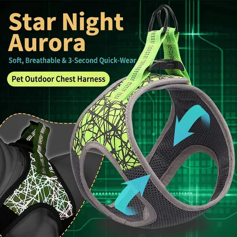 Reflective Breathable Dog Harness Vest No Pull Adjustable Pet Chest Strap For Small Medium Dogs Mesh Padded Walking Vest