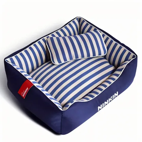 Rectangular Striped Pet Bed For Large Medium Small Dogs And Cats Removable Washable Four Seasons Universal Pet Sleep Mat Soft Dog Bed With Pillow