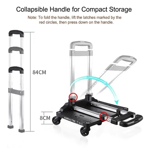 Foldable Pet Carrier Trolley Base With Universal Wheels Portable Detachable Metal Telescopic Handle For Pet Backpack Travel