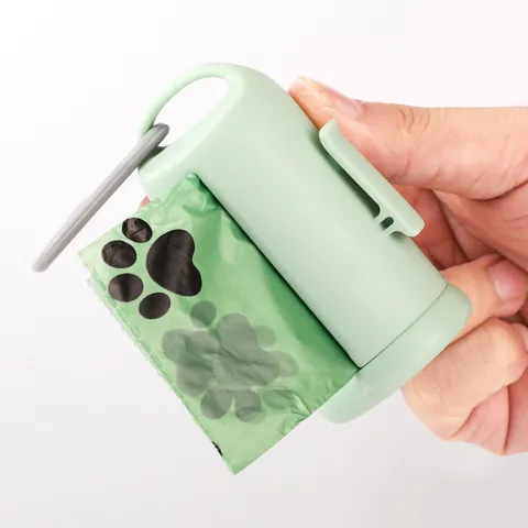 Portable Pet Poop Bag Dispenser with Clip and Hook Lightweight Outdoor Dog Waste Bag Holder Capsule Shape Cleaning Supplies