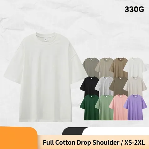 Men Heavyweight Cotton T-Shirt Drop Shoulder Loose Fit Oversized Short Sleeve Top Solid Color Casual High Street Wear