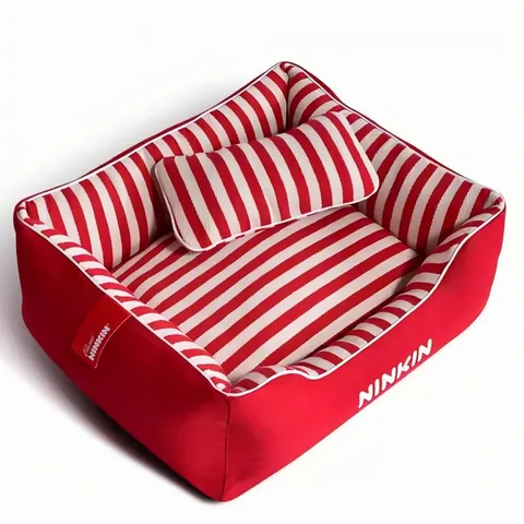 Rectangular Striped Pet Bed For Large Medium Small Dogs And Cats Removable Washable Four Seasons Universal Pet Sleep Mat Soft Dog Bed With Pillow