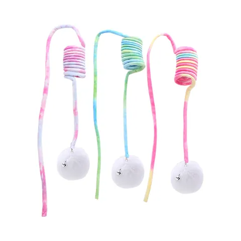Hanging Interactive Cat Toy With Stretch Spring Bungee Cord Bell Plush Ball For Indoor Kitten Exercise Self-Play Toy