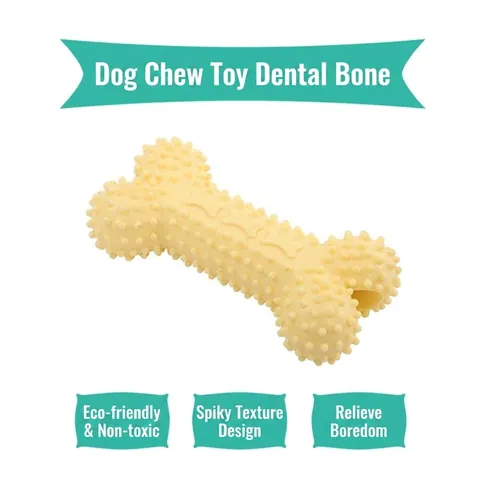 Pet Dog TPR Hollow Spiked Bone Toy Molar Teeth Cleaning Bite Resistant Puppy Toy Macaron Color Dog Chew Toy Bone