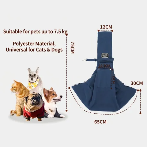 Portable Polyester Pet Sling Carrier Bag For Small Dogs Cats Adjustable Wide Strap Shoulder Bag With Phone Pocket Breathable Travel Backpack