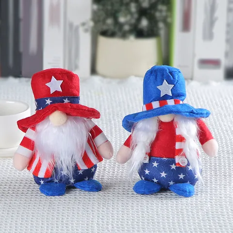 Patriotic Independence Day Gnome Decoration Stars Stripes Red White Blue Plush Faceless Doll Ornament For Home Party Decor