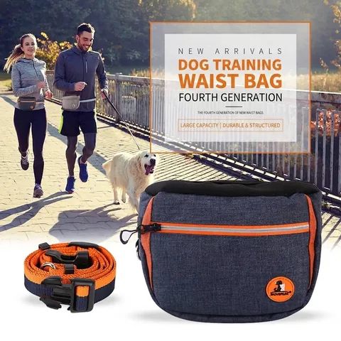 Pet Dog Treat Training Pouch Outdoor Oxford Reflective Waist Bag For Puppy Training Snacks Storage Portable Training Bag