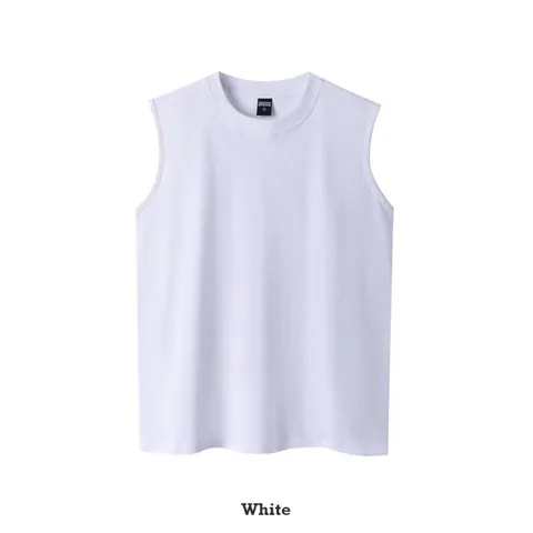 Débardeur en Coton Peigné Lourd pour Hommes Décontracté Coupe Large Couleur Unie Sans Manches pour L'été Unisexe