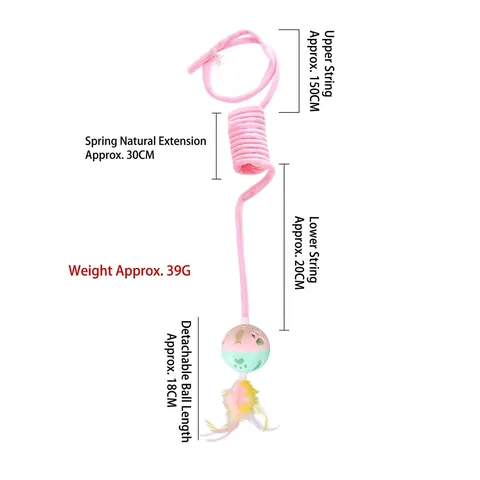 Hanging Interactive Cat Toy With Stretch Spring Bungee Cord Bell Plush Ball For Indoor Kitten Exercise Self-Play Toy