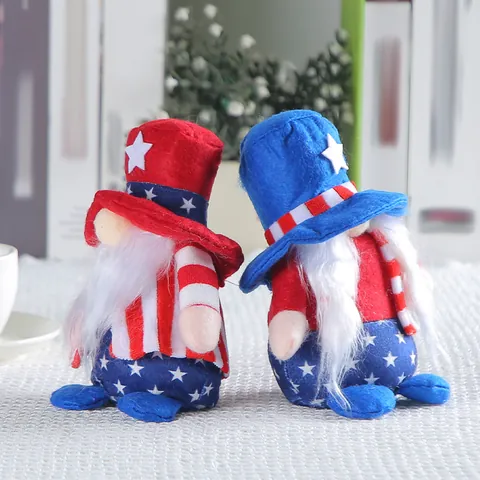 Patriotic Independence Day Gnome Decoration Stars Stripes Red White Blue Plush Faceless Doll Ornament For Home Party Decor