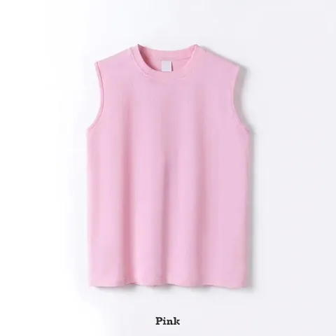 Débardeur en Coton Peigné Lourd pour Hommes Décontracté Coupe Large Couleur Unie Sans Manches pour L'été Unisexe