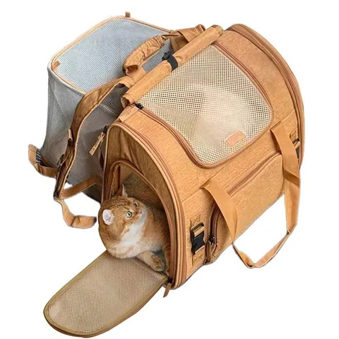 Expandable Pet Backpack Breathable Large Capacity Foldable Cat Dog Carrier Bag Portable Outdoor Travel Oxford Cloth Pet Carrier