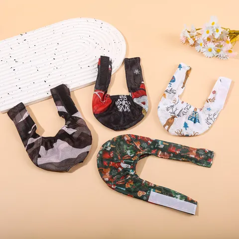 ABS Plastic Polyester Breathable Mesh Cat Muzzle Anti-Bite Anti-Lick Camouflage Christmas Pattern Cat Head Cover Grooming Mask