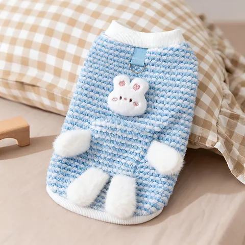 Pet Fleece Hoodie Cartoon Chick Rabbit Panda Puppy Sweatshirt With D-Ring Leash Attachment Autumn Winter Warm Cat Dog Clothes