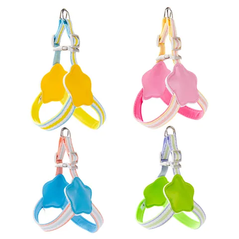 Adjustable Vest Dog Harness And Leash Set Star Pattern Dopamine Colors Pet Chest Strap For Small Medium Dogs Polyester Harness