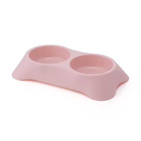Thickened PP Plastic Pet Double Bowl For Dogs And Cats Anti-Tip Food And Water Feeding Bowl Sturdy Durable Multi Color Pet Supplies