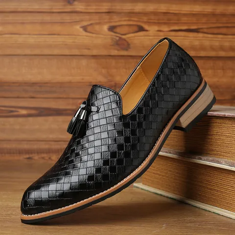 Herren Mode Loafers Mit Webstruktur Und Quasten Lässig Slip-on Flache Schuhe Atmungsaktiv Kunstleder Business Schuhe Alltag Büro
